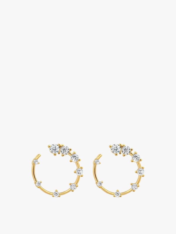 Gold Front Facing Hoops With Scattered CZ Accents