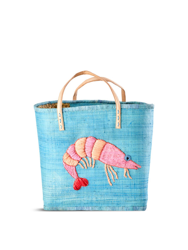 Raffia Embroidered Bag Shrimp
