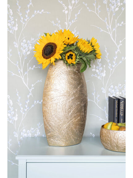 Winspear Gold Leaf Embossed Oval Barrel Vase Large