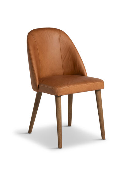Rogan Tan Brown Leather Dining Chair