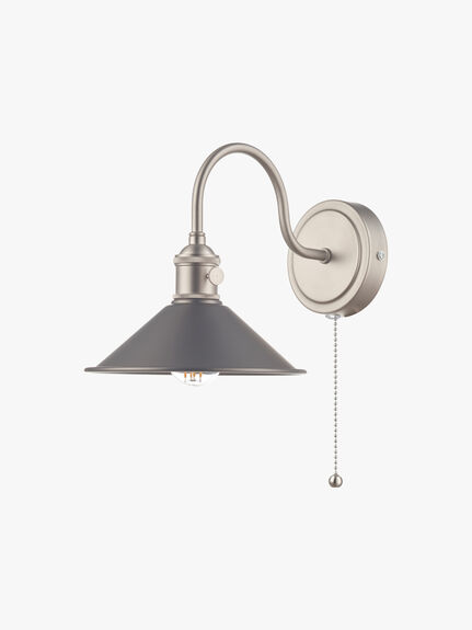 Hadano Wall Light -  Antique Chrome with Antique Pewter Shade