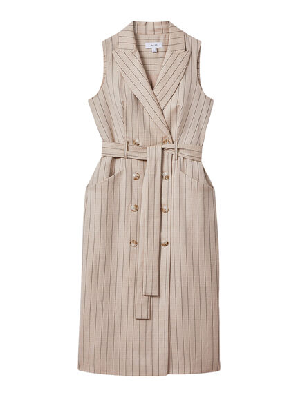 Andie Wool Blend Striped Double Breasted Midi Dress
