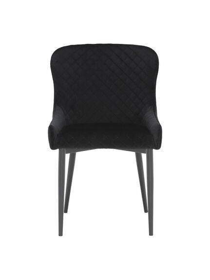 Rivington Black Velvet Quilted Dining Chair