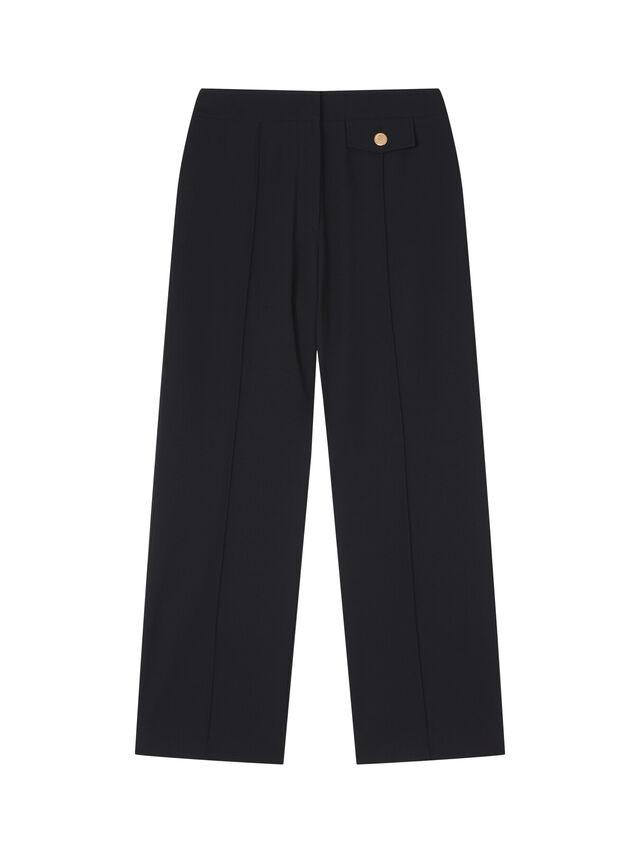 Soni Black Button-Detail Tailored Trousers