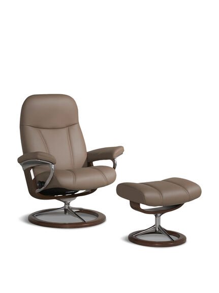 Consul Medium Signature Chair And Footstool, Mole