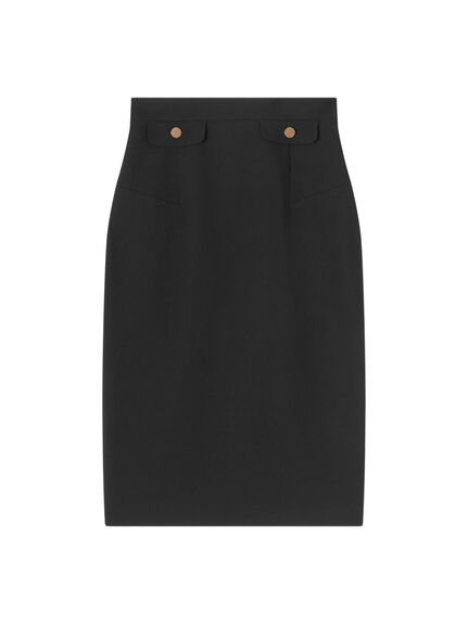 Folly Black Crepe Pencil Skirt