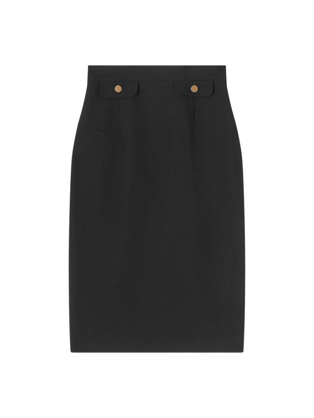 Folly Black Crepe Pencil Skirt