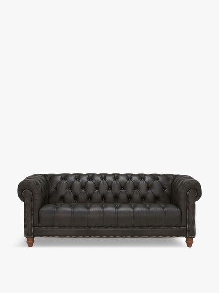 Ullswater Leather 3.5 Seater Chesterfield Sofa, Vintage Flint
