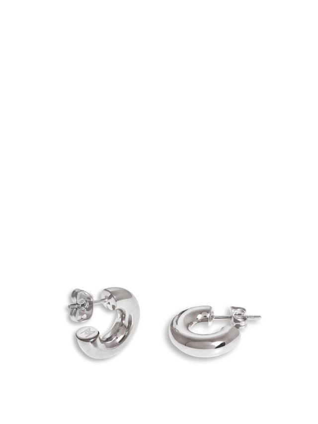 Silver Medium Chubby Hoop Earrings