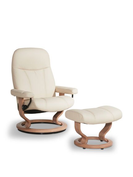 Consul Medium Classic Chair And Footstool, Cream