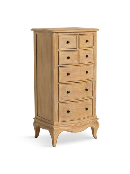 Cecile Light Wooden French Style 7 Drawer Tallboy