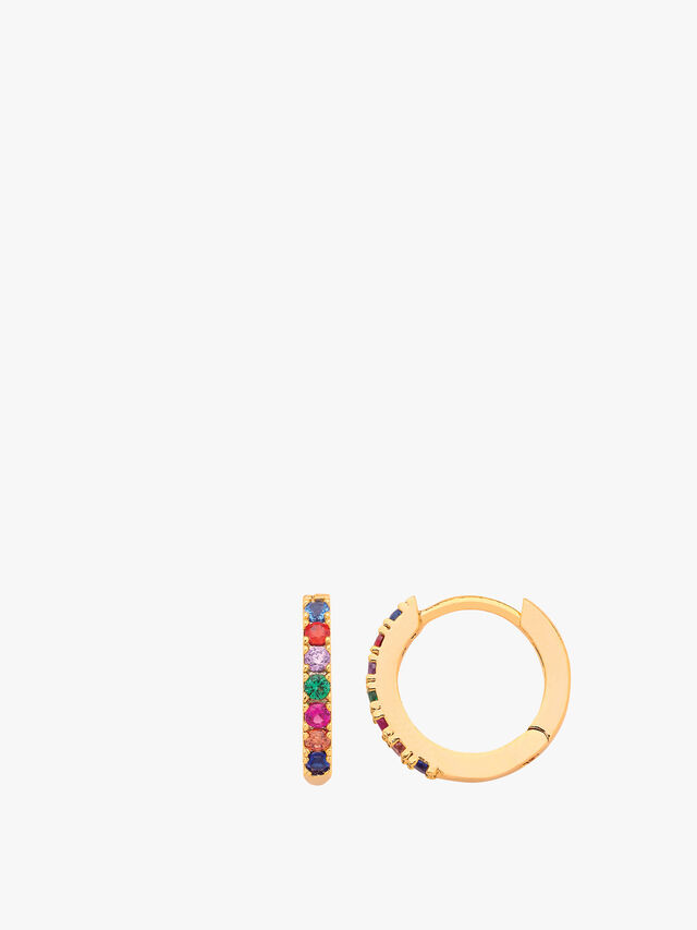 Multicoloured Pave Hoop Earrings