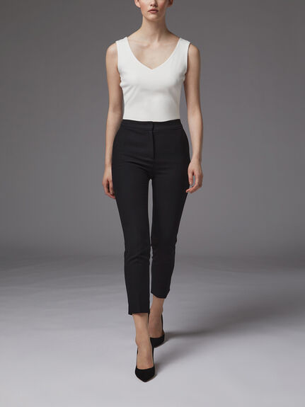 Wiley Black Recycled Crepe Slim-Cut Trousers