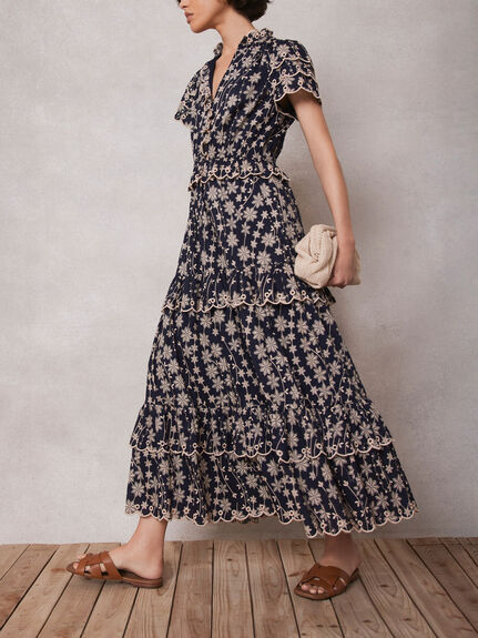 Navy Floral Print Maxi Dress