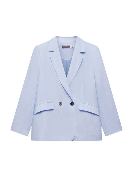Blue Linen Double Breasted Blazer