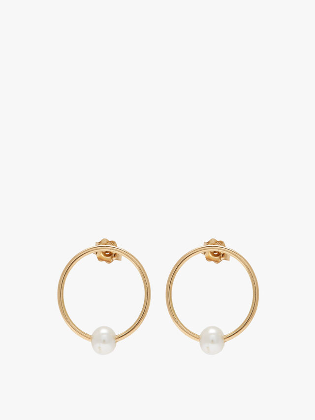 Circle Stud Pearl Earrings
