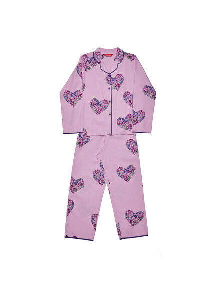 Valentina Girls Heart Print Pyjama Set