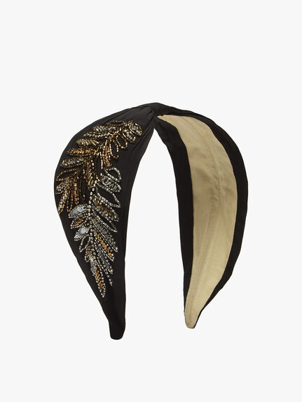 Beaded Contrast Leaf Headband