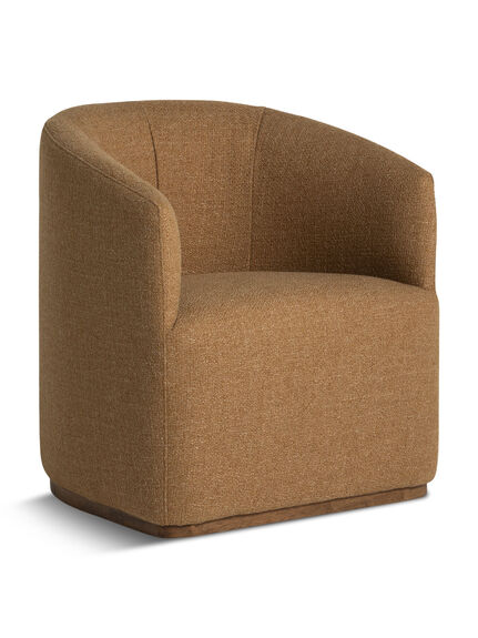 Delora Brown Curved Fabric Armchair