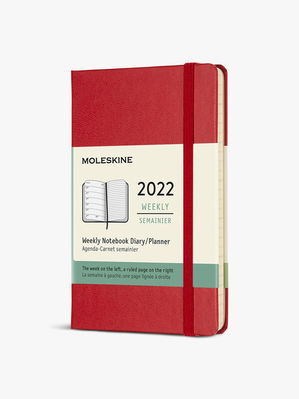 12m Weekly Notebook 2022 Pocket Scarlet Red Hard Cover