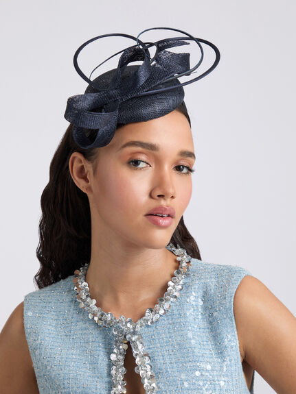 Loops and Quill Sinamay Button Fascinator
