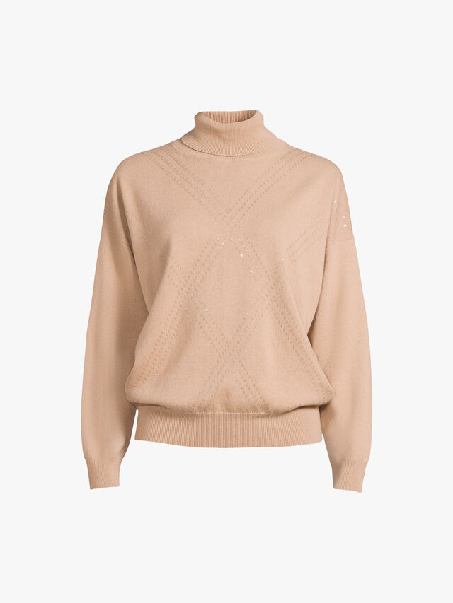 Sparkle Front Roll Neck Knit