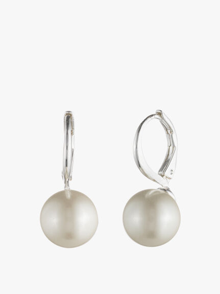 Silver Tone Pearl Drop Earrings 10mm