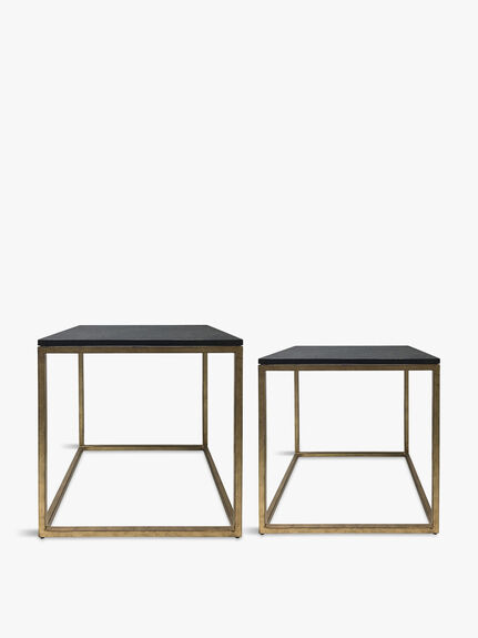 Kirkstone-Iron-Set-of-2-Side-Tables-in-Aged-Champagne-Finish-with-Galaxy-Slate-704755