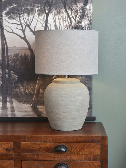 Baslow Etched Grey Large Ceramic Lamp with Shade