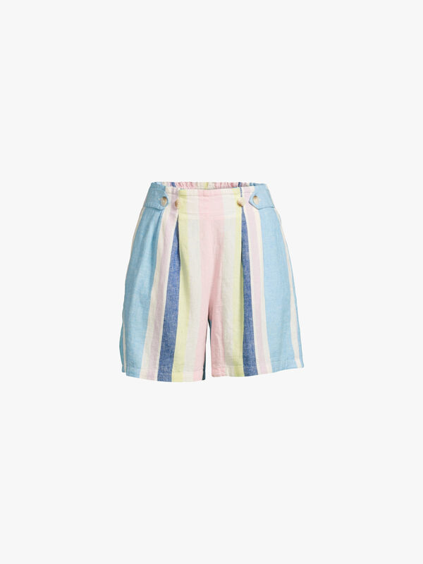 Linen Blend Striped Shorts