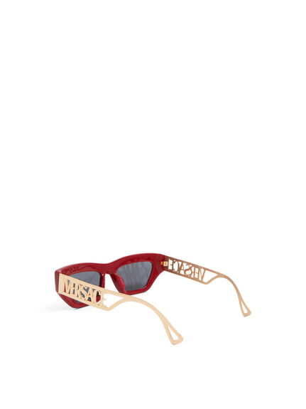 Versace Cut Out Logo Slim Acetate Sunglasses