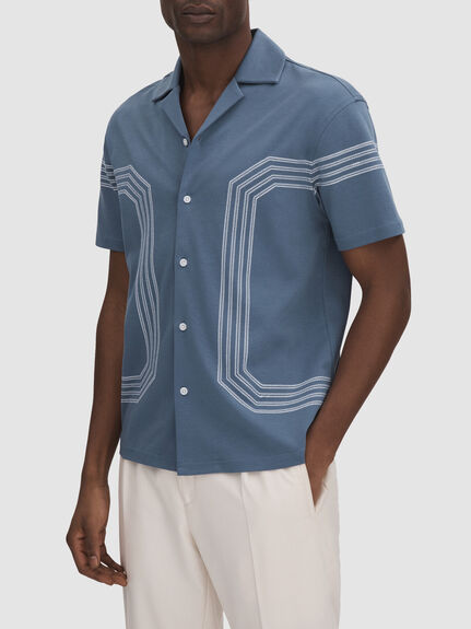 Arlington Mercerised Cotton Embroidered Cuban Collar Shirt
