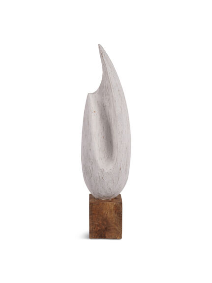 Hand Carved Solid Wood Tall Sculpture White