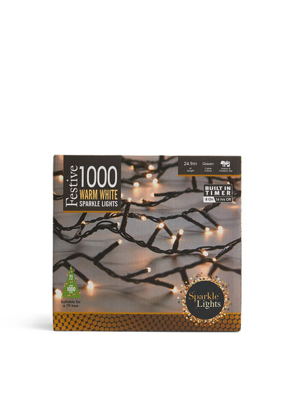 1000 LED Warm White Christmas Lights. Supplier: Festive