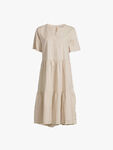 Ina Cotton Linen Short Sleeve Tiered Midi Dress
