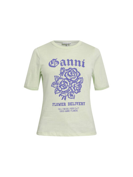 Light Cotton Jersey Flower Fitted T-shirt