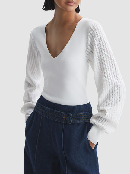 Lexi Knitted Blouson Sleeve Top