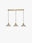 Hadano 3 Light Brass Suspension with Flared Glass Shades