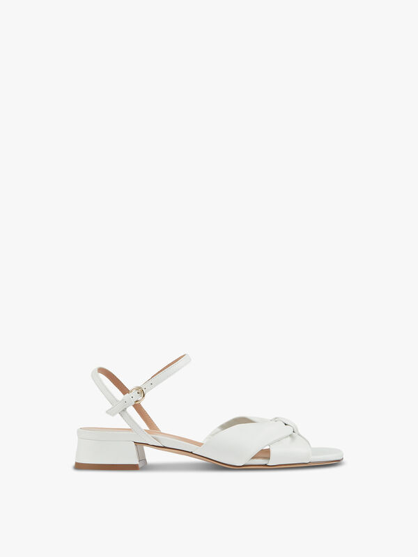 Lina White Leather Knotted Sandals