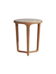 Terza Round Brown Teak and Marble Side Table