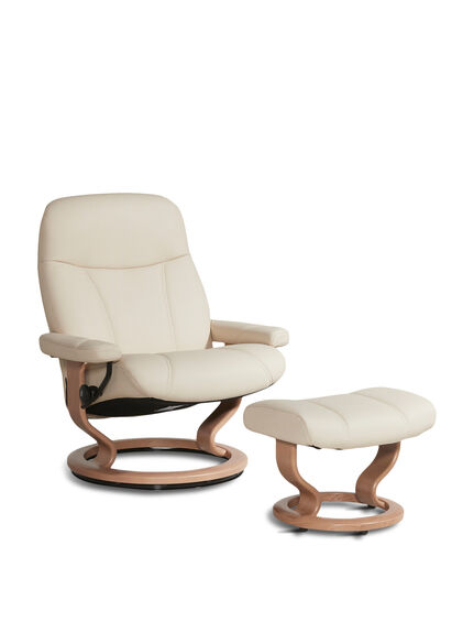 Consul Large Classic Chair And Footstool, Cream