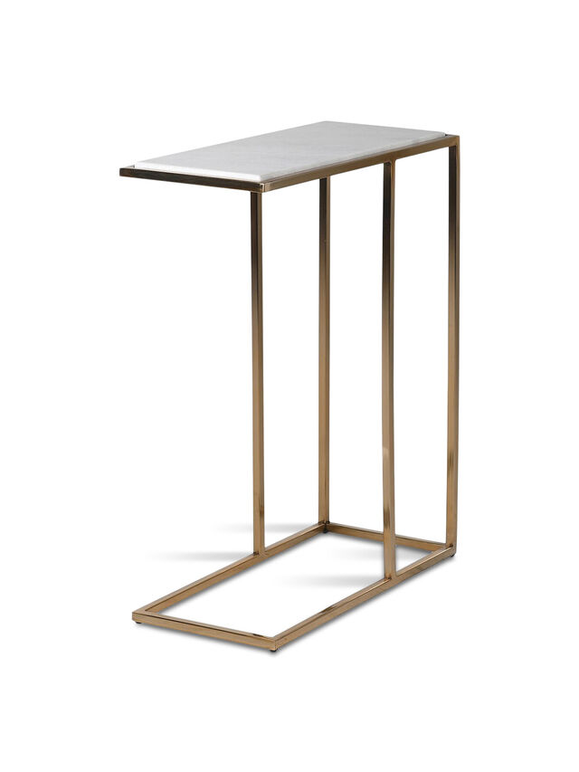 OCCASIONAL  Stainless steel and marble side table