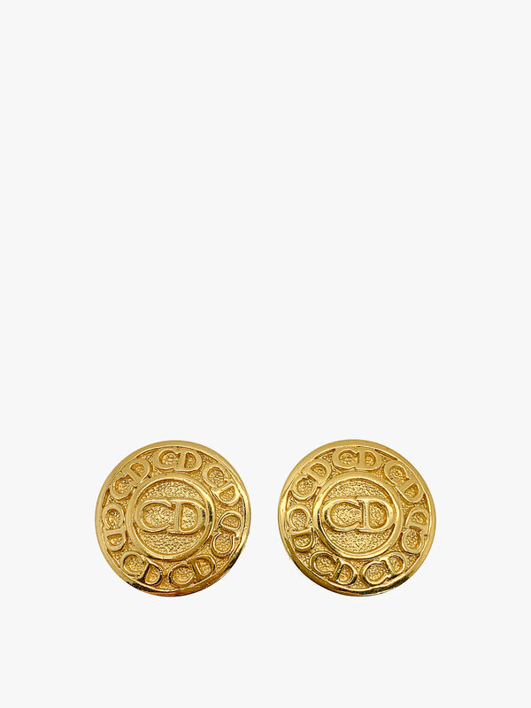 Vintage Dior CD Logo Button Earrings