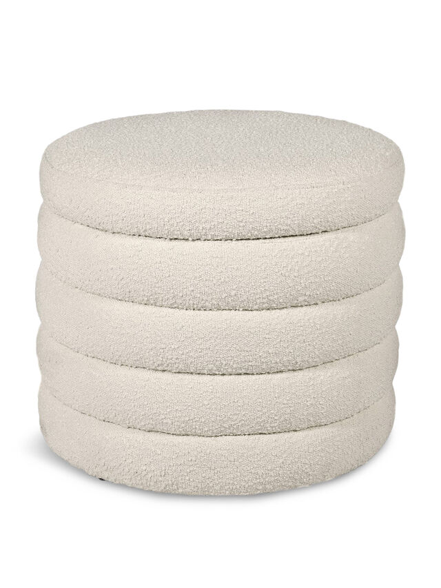 OCCASIONAL  Cream Boucle Ribbed Storage Ottoman