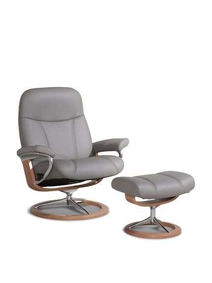 Consul Large Signature Chair And Footstool, Dove