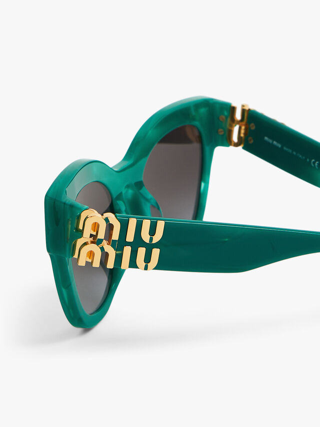Round Acetate Miu Miu Gold Logo Sunglasses