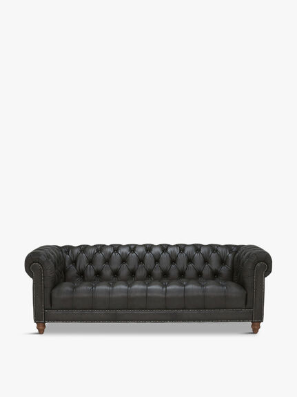 Ullswater Leather 4 Seater Chesterfield Sofa, Vintage Flint
