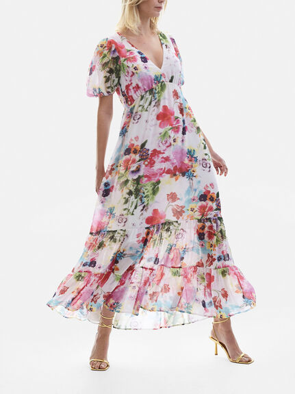 V-neck Floral Midi Dress