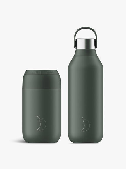 Chilly's Bottles Series 2 Pine Green Water Bottle and Coffee Cup