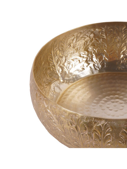 Winspear Gold Leaf Embossed Round Convex Bowl Large